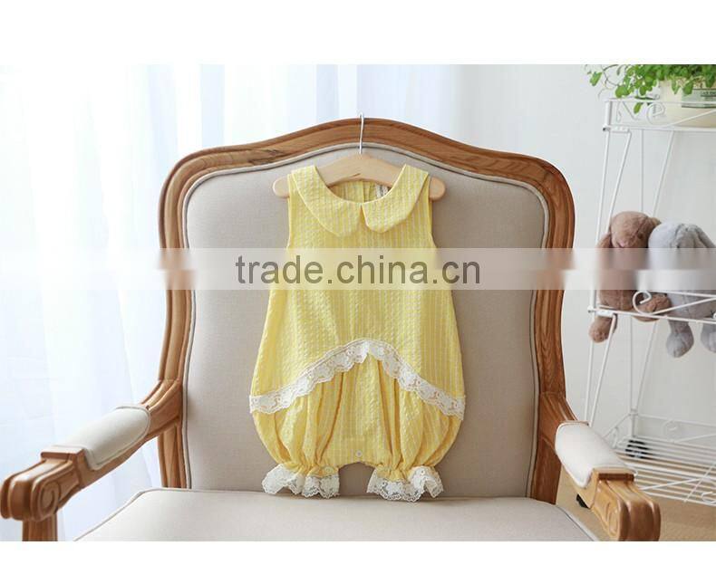 Hot Selling Boutique Seersucker Fabric Baby Girl Romper