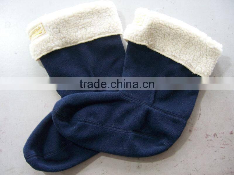 high quality winter windproof warm & soft fleece rain boot liners with knit cuff