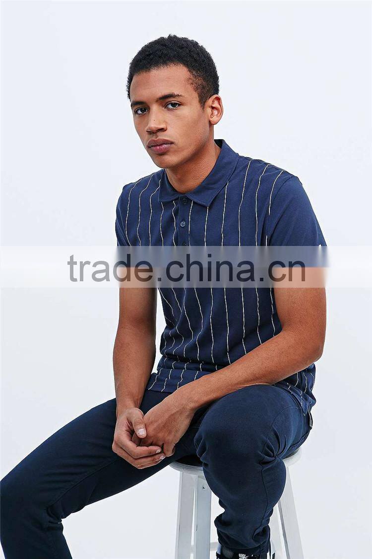 wholesale new design jersey fabric polo shirt vertical striped polo shirt custom