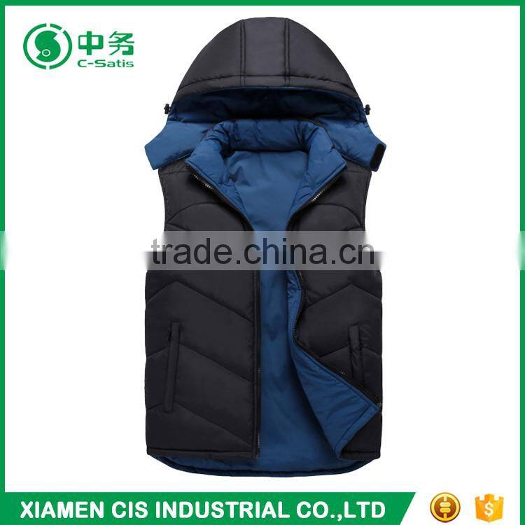Top Fashion Winter Warmful Outwear Mens Hooded Reversible Down Feather Vest