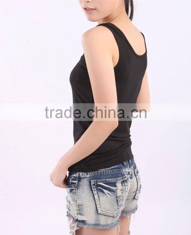 Modal cotton girls yogo tank top u neck base shirts gym vest athletic singlets wholesale