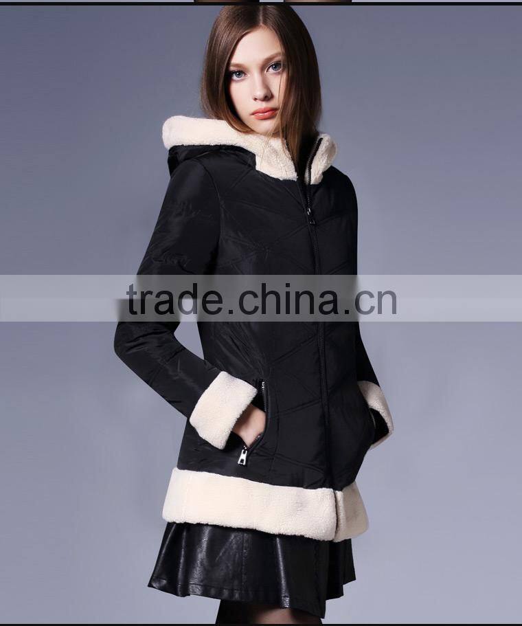 Ladies Fashionable Mid-long Hooded Quilting Jacket