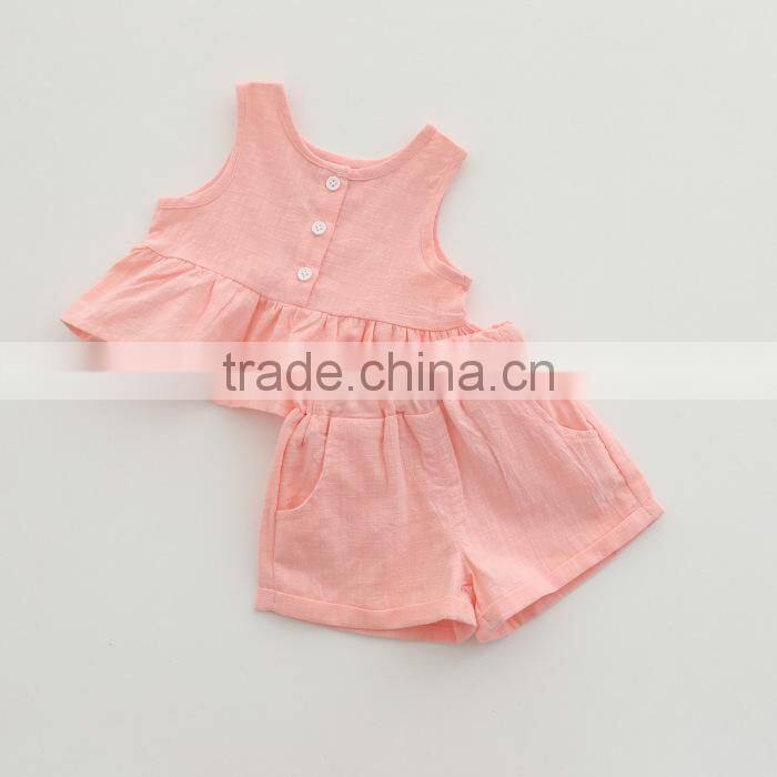 Kids Clothing Solid Color Series Clothing Set Singlet And Shorts Soft Cotton Garments