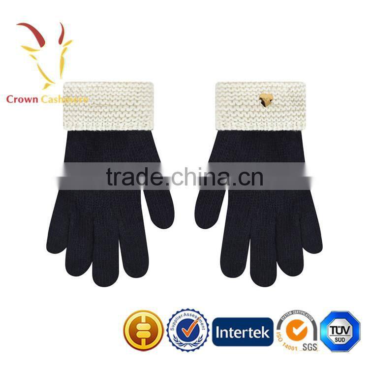 Black Cashmere Cotton Knitted Hand Gloves Price