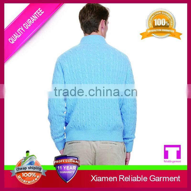 2016 new fashion design men's quarter zip sweater/handmade knit wool sweater for man