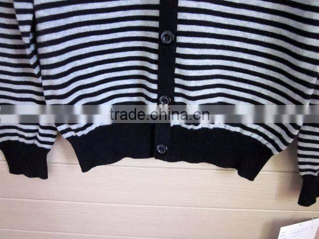 thin stripes black and white classic cardigan men's button up sweater