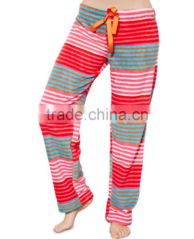 Women's coloful mixed stripe warm pyjamas pants