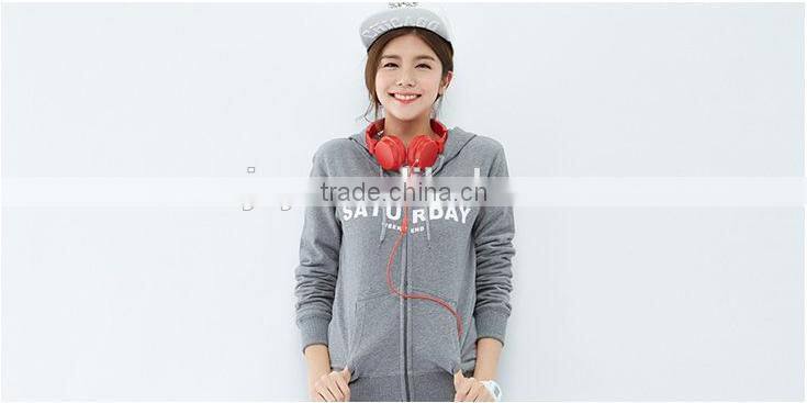 Female section hemp grey cultivate one's morality version hooded cardigan fleece jacket