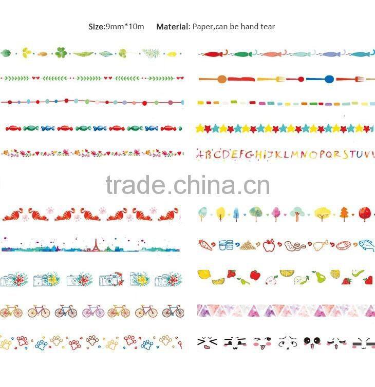 9mm*10m paper tape DIY planner accessories thin style adhesive tape