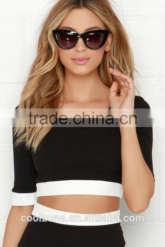 Fully lined bodycon fit black two piece evening dress wholesale evening dresses