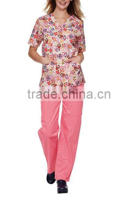 Hot sale printed nursing medical scrubs wholesale