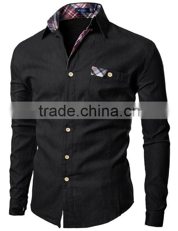 2016 light weight men slim fit denim casual shirts