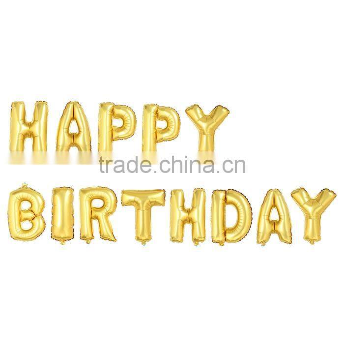 Aluminum Foil Balloon Party Decorations Alphabet "Happy Birthday" Golden
