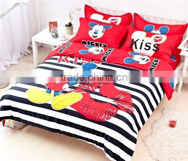 Wholesale Mickey Mouse bedding set for kids Mickey Minnie bedding set of 3pcs for single beds
