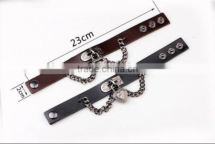 Fashion Adjustable Pressure Leather Wrap Wristband Cuff Punk Bracelet Bangle