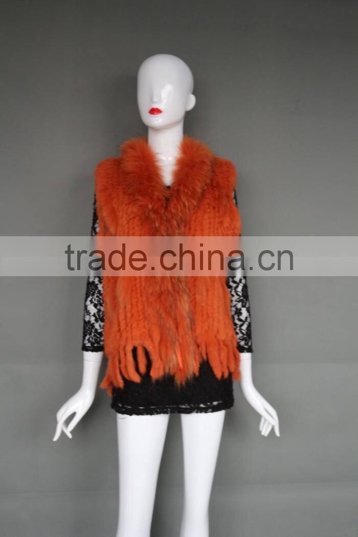 2016 Winter & Autumn Rabbit Fur Vest With Raccoon Fur Collar /Many Color For Choose