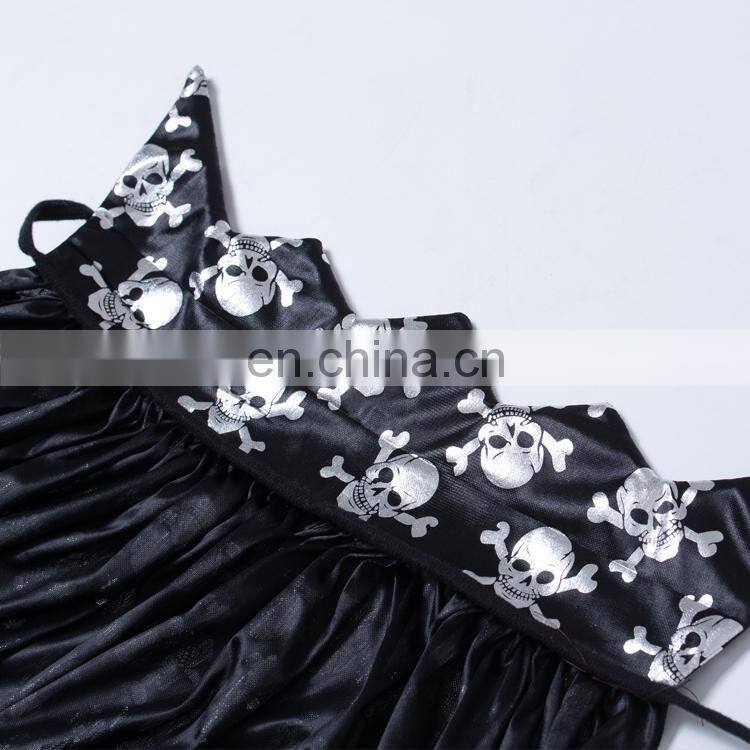 Wholesale kid halloween witch cloak sexy gold and silver skull cape in cheap price