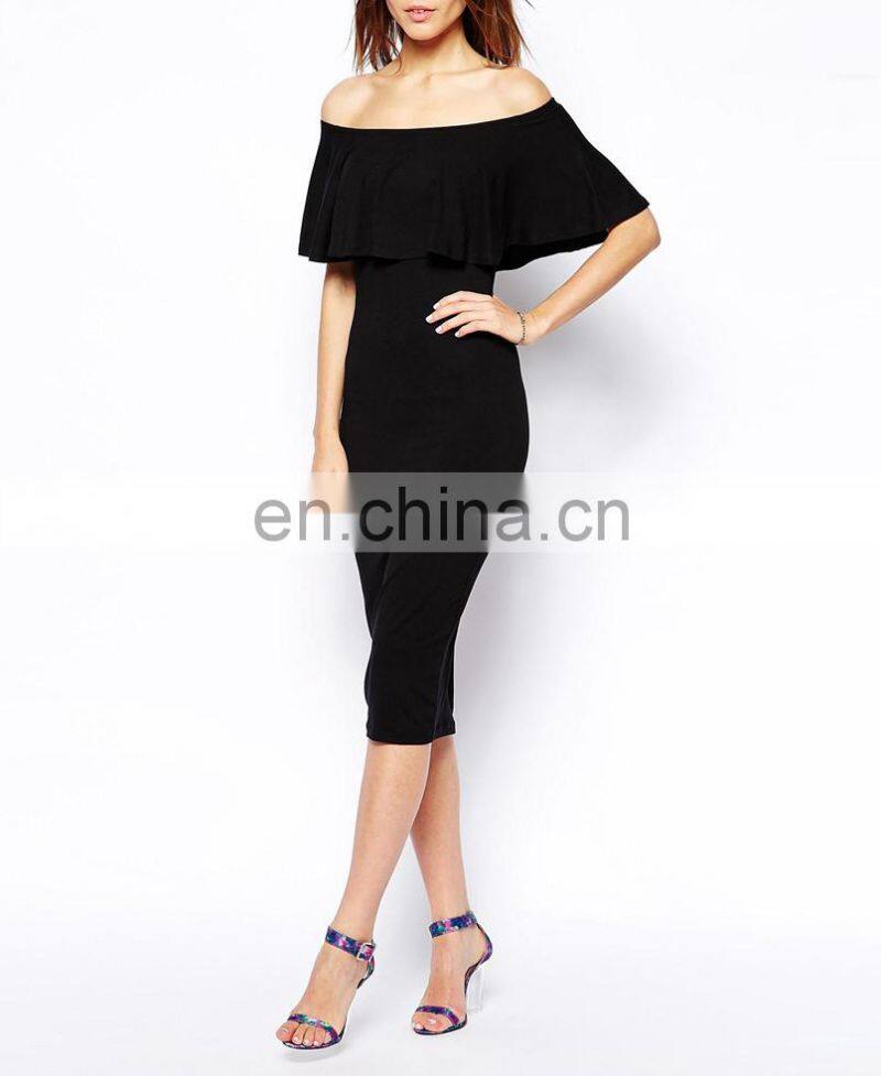 CHEFON Ruffle top midi bodycon dresses