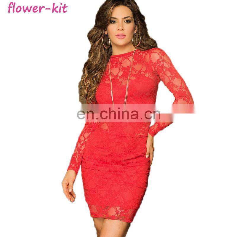 Wholesale Factory Price Plus Size Ruffle Mesh Trim Casual Dress