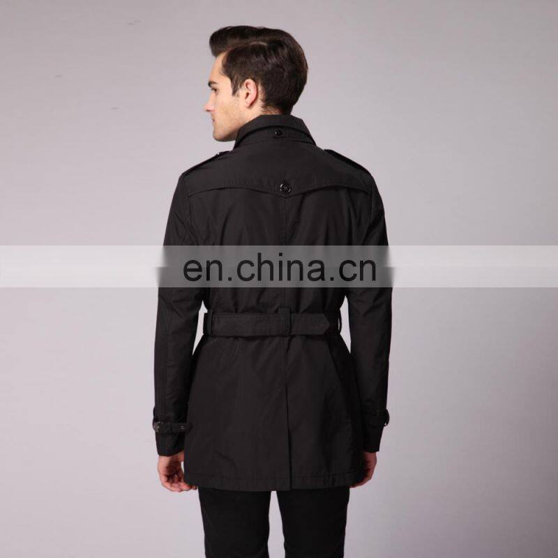 double-breasted winter black long coat mens spring windbreaker