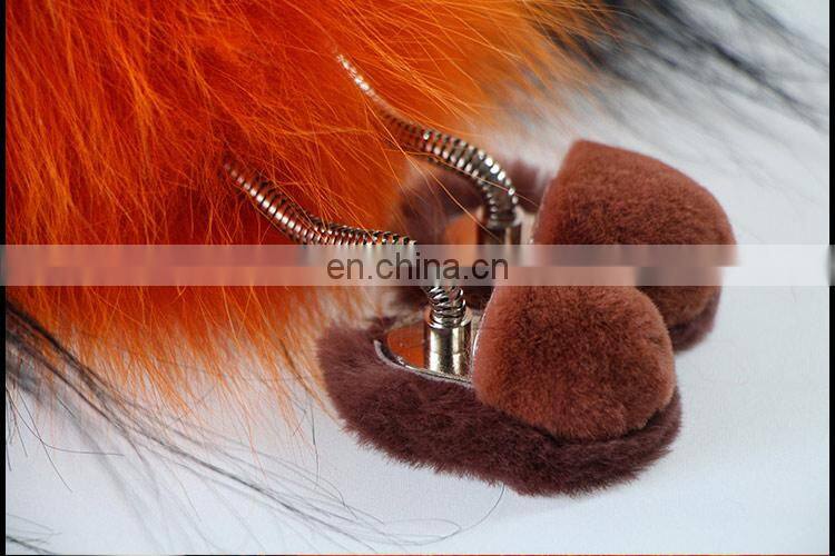 Luxury Colorful Fox Fur Animal Accessory / Fox Fur Bag Charm Key Chain