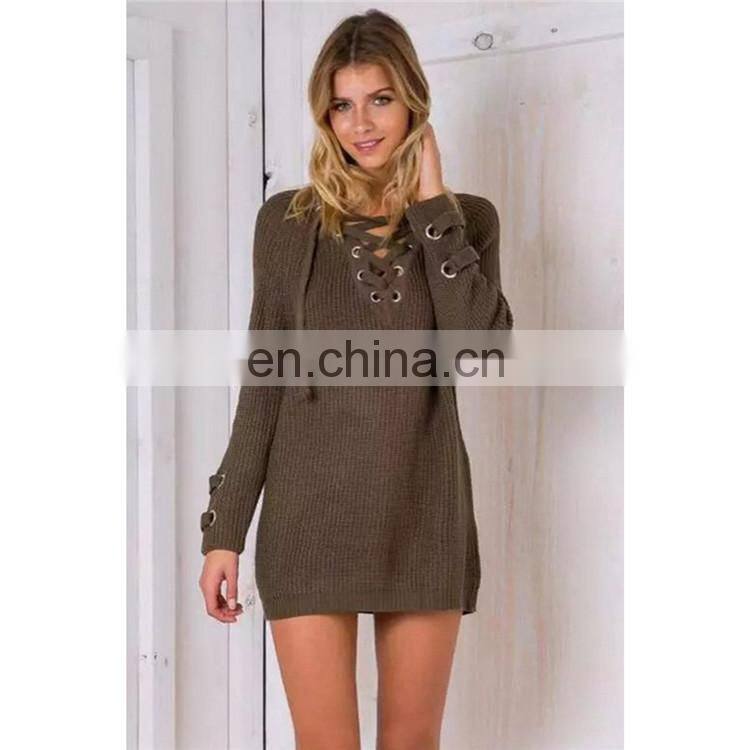 New design V-neck straps women sweater long sleeves sweater for ladies KMY1080