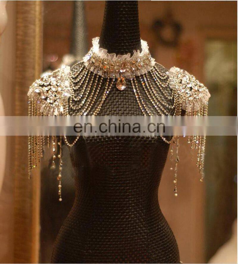 High quality Stunning Shining Crystal Wrap For Bride High Neckline Shoulder Shawl