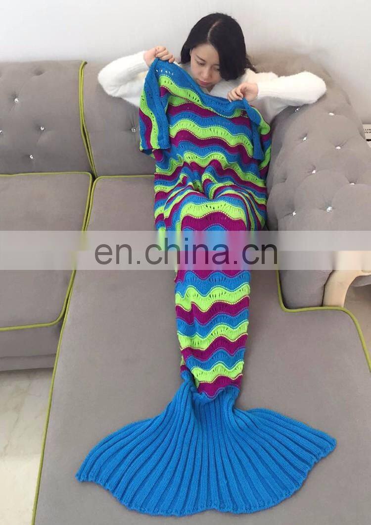 2017 Colorful Large Rainbow Mermaid Shape Blankets Fashion Adult Size Warm Crochet Blankets