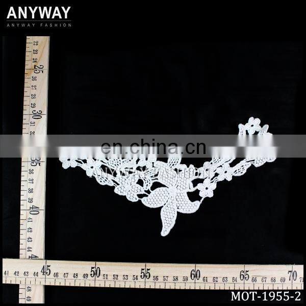 Cotton lace neck trim motif;neck trim cotton lace motif;motif neck trim cotton lace for wedding dress