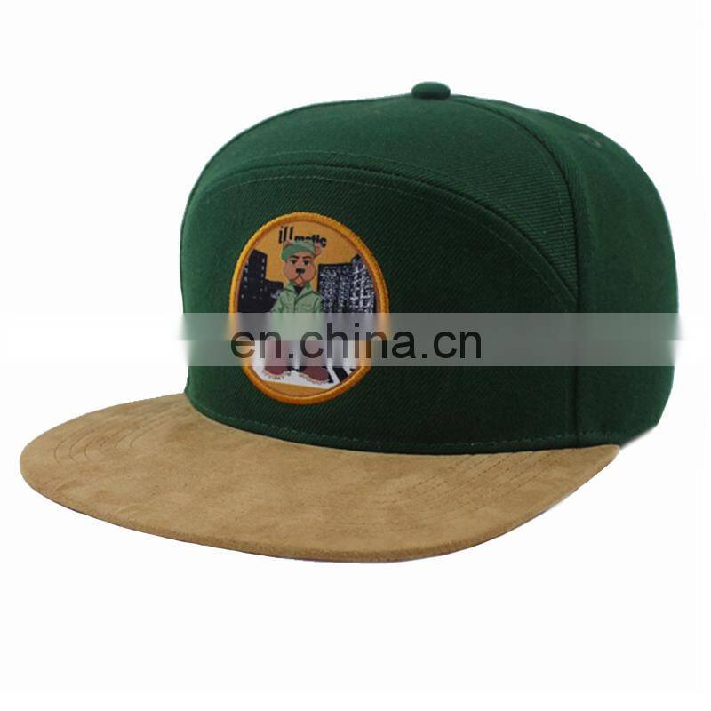 Suede and cotton fabric contrast color custom snapback caps