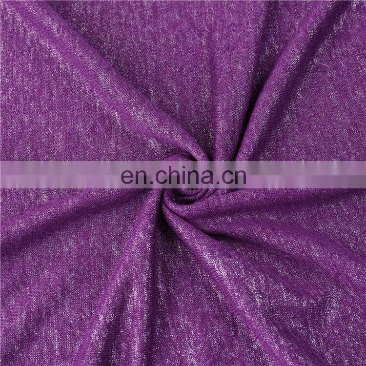 100% Linen Foiled Dark Purple Jersey Fabric