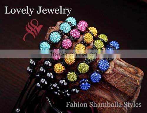 Hematite Crystal Pave Disco Ball Beads Macrame Adjustable Bracelets