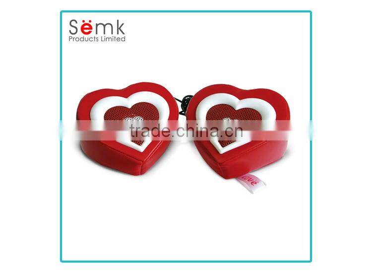 Novelty heart shaped rechargeable stereo bluetooth speaker gift