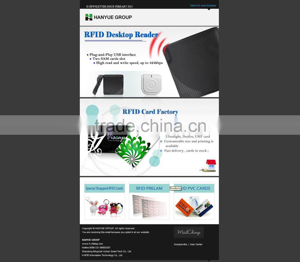 ISO14443 Transparent Rewritable Smart card with Magnetic Stripe