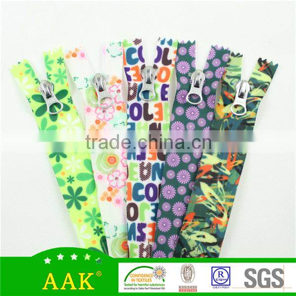 5# nylon fancy waterproof closed end zipper printed zipper tape