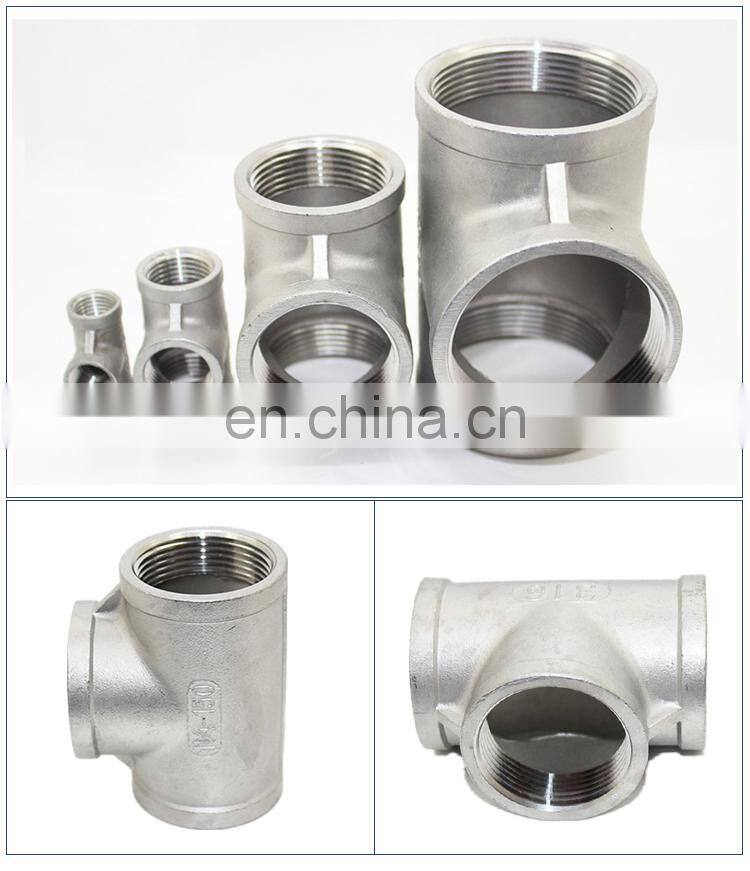 Alibaba China Wholesale Stock Available Hydraulic Threaded Stainless Steel Pipe Fitting reducing Tee