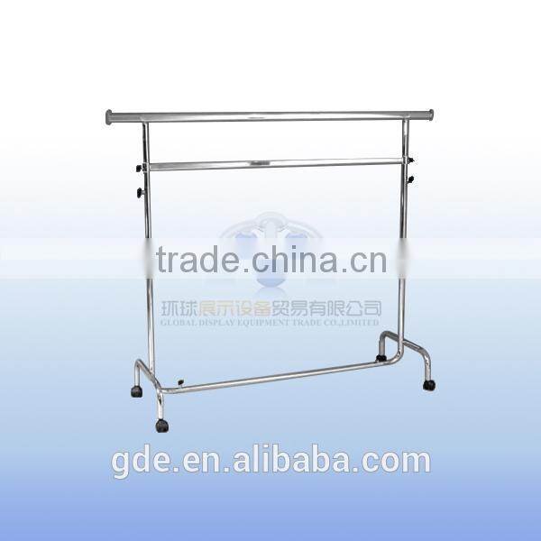 Metal chrome adjustable garment rack with 2 rails