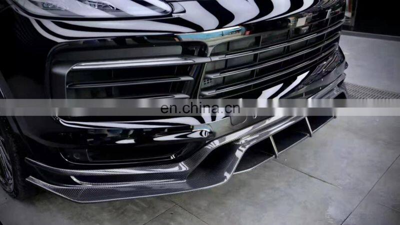 Runde Carbon Fiber Material Front Lip Side Skirt Wheel Eyebrow Rear Lip Spoiler For Porsche Cayenne Modify CMST Style Body Kit