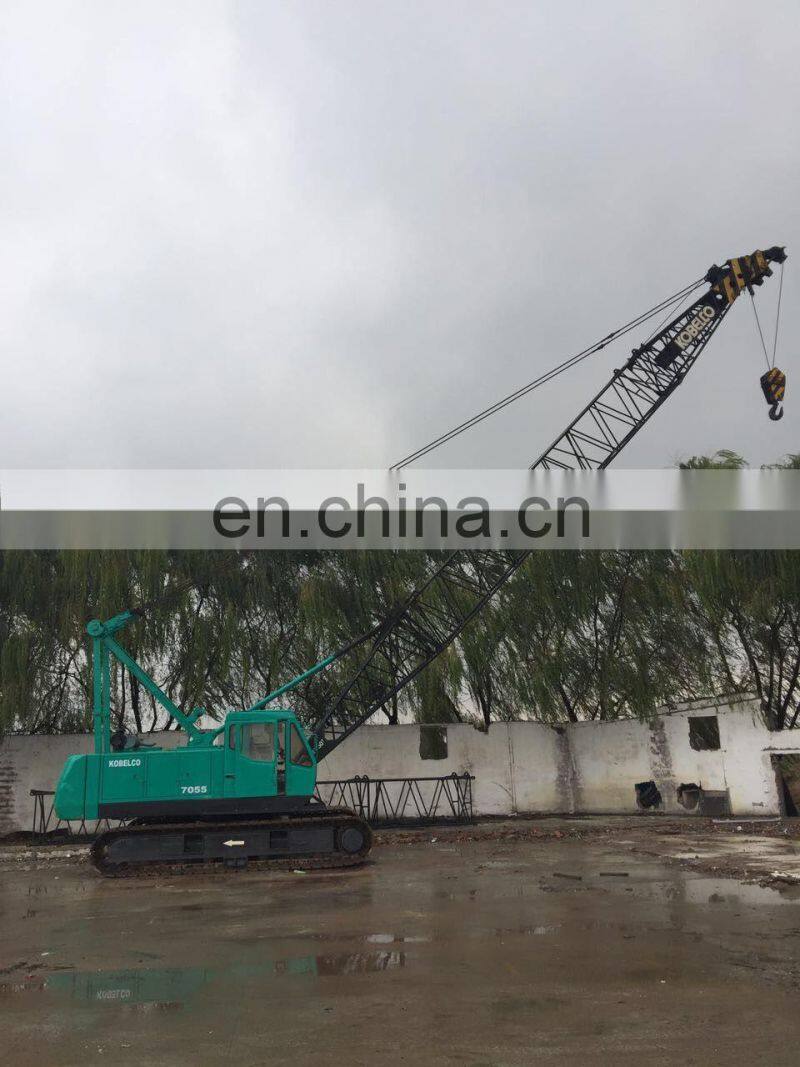JAPAN ORIGINAL 55 TON USED KOBELCO CRAWLER CRANE 7055 FOR SALE IN CHINA