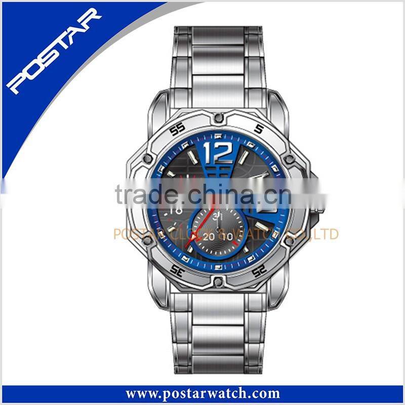 Reasonable Price Men's Luxury Chronograph Watch with Specail Blue Dial