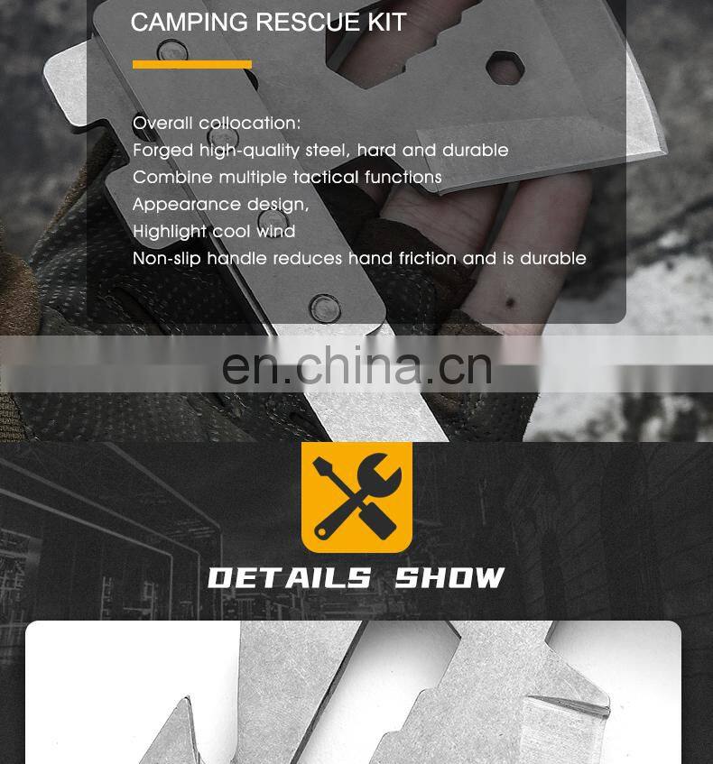 Field multi-tool axe knife high quality tactical axe solid wood handle with hexagonal hook rope factory direct sales