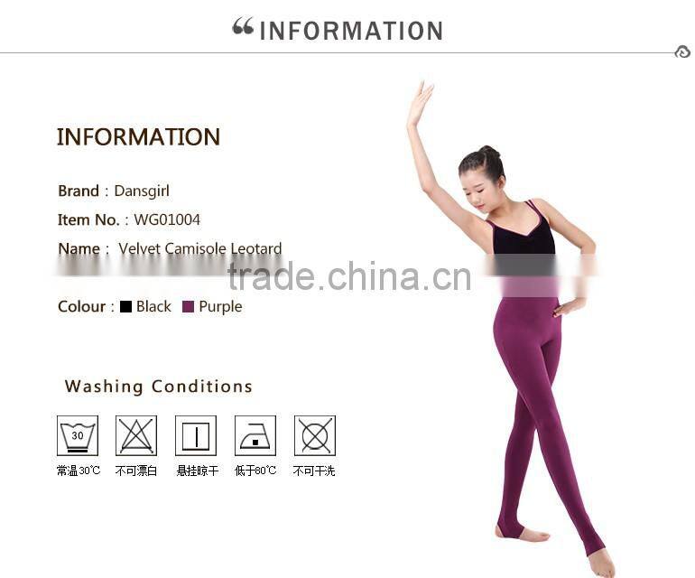 Velvet Double Straps Ballet Camisole Leotards with Pants, Ballet Costumes Unitards