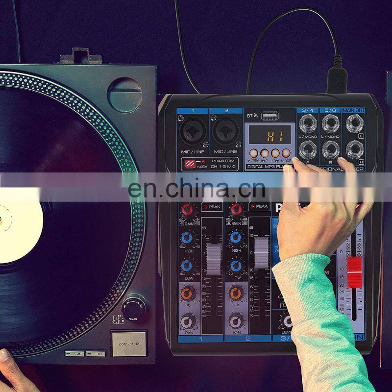 Professional Wireless DJ Audio Mixer - 6-Channel BT Compatible DJ Control