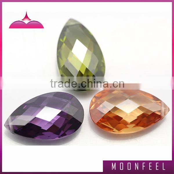 pear checkerboard cut colored cz gemstone