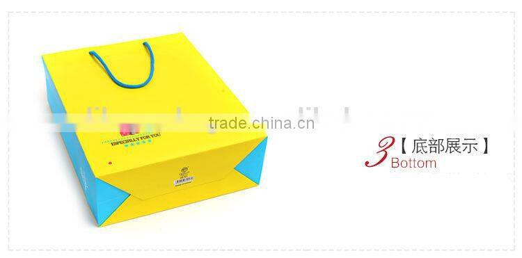 bright yellow color fancy paper shopping bag
