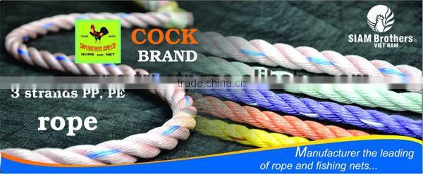 PP / PolypropylenePolypropylene high quality 3 strands braided rope with UV protection and waterproof
