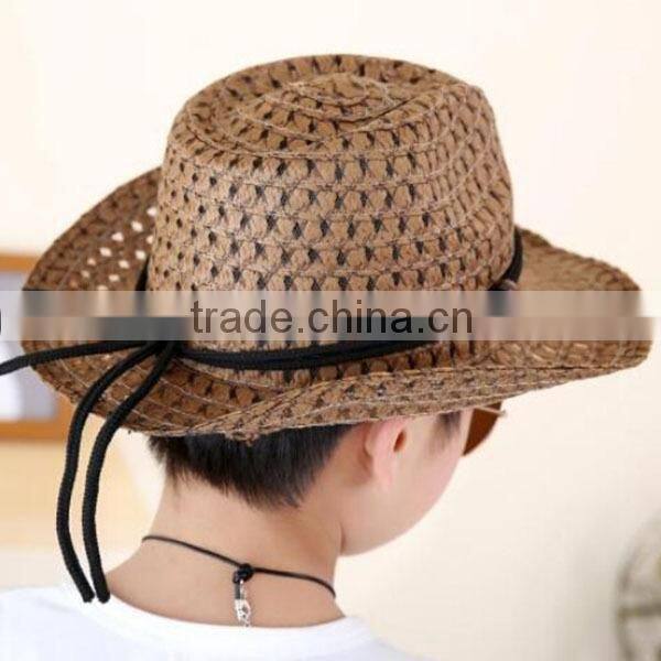 2015 new outdoor cheap Summer fashion Straw Hat Children hat cowboy hat bulk straw cowboy hats