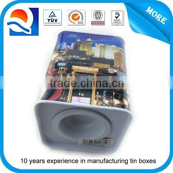 Free sample new vintage square tin piggy bank