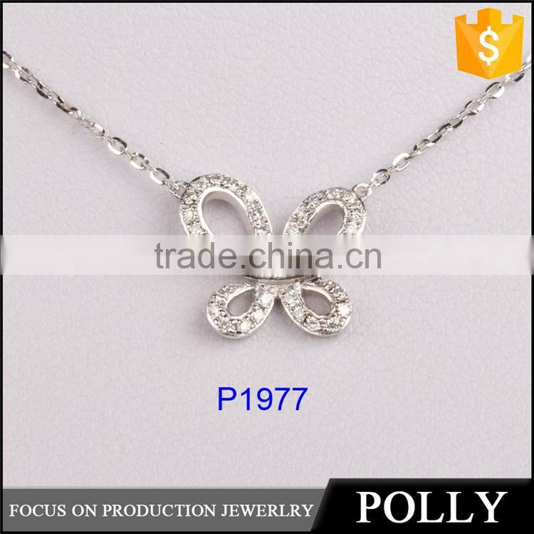 Dubai jewellry butterfly necklace girl's silver sterling necklace fashion jewelry