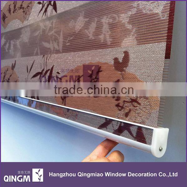 QINGMIAO Brand Double Layer Horizontal Pattern and Roller type Jacquard zebra Blinds